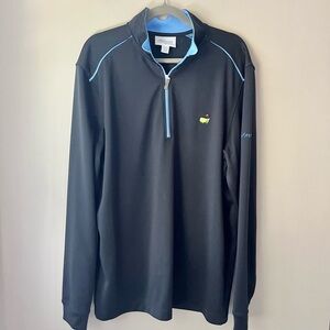 The Masters | Black Performance Augusta Pullover 1/4 Zip with Blue Trim